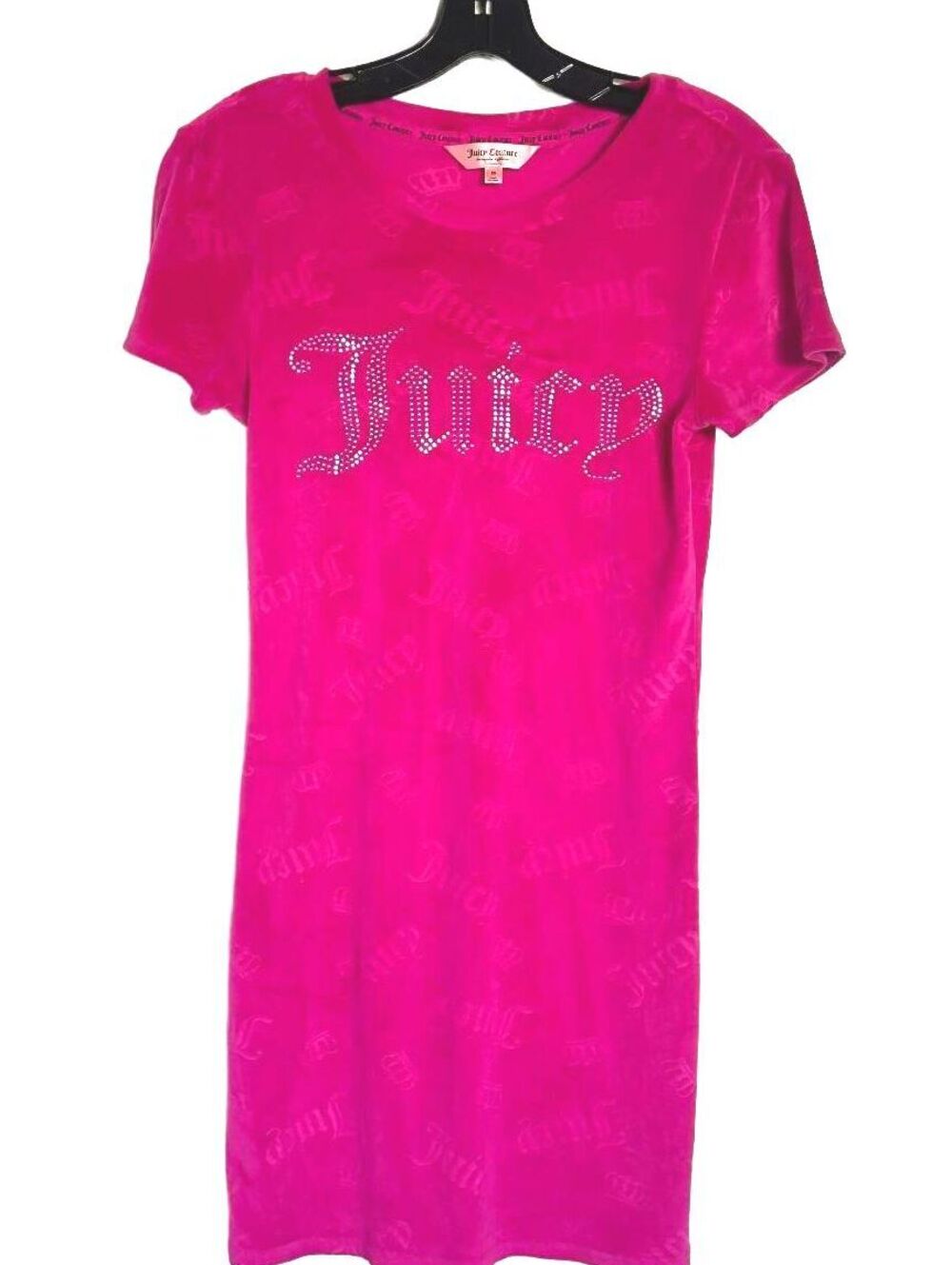 Juicy Couture Pink Velour Rhinestone Logo Sleep Shirt Nightgown Y2K - M